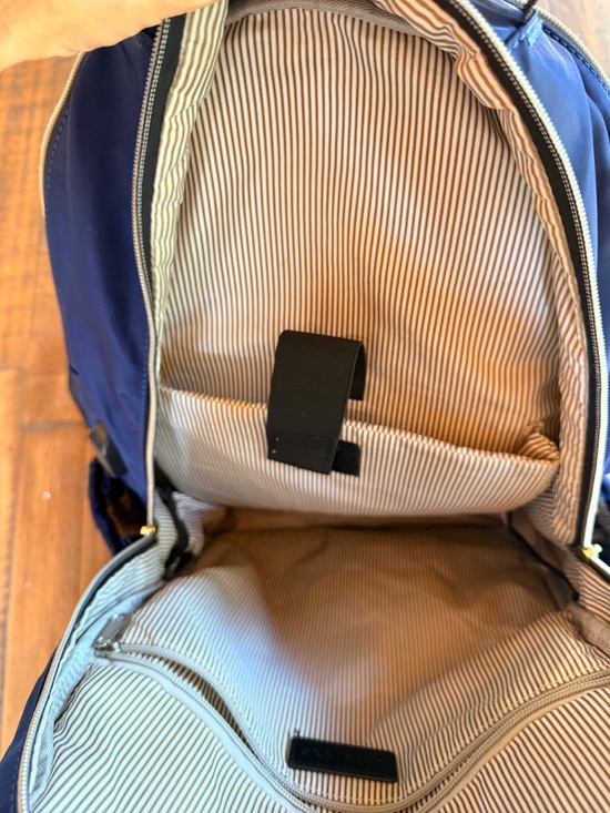 Lovnak Quilted Navy Backpack USB Charging Port Travel School Bag